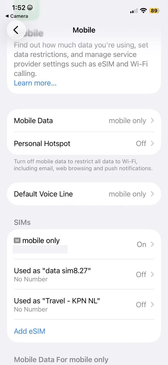 Settings > Mobile > Add eSIM