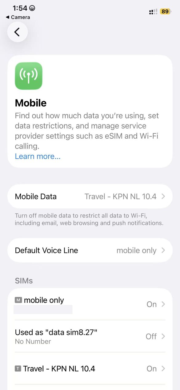The renamed eSIM now carries mobile data