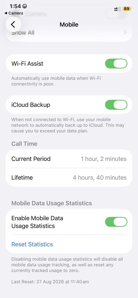 Reset Statistics at the bottom of the Mobile page